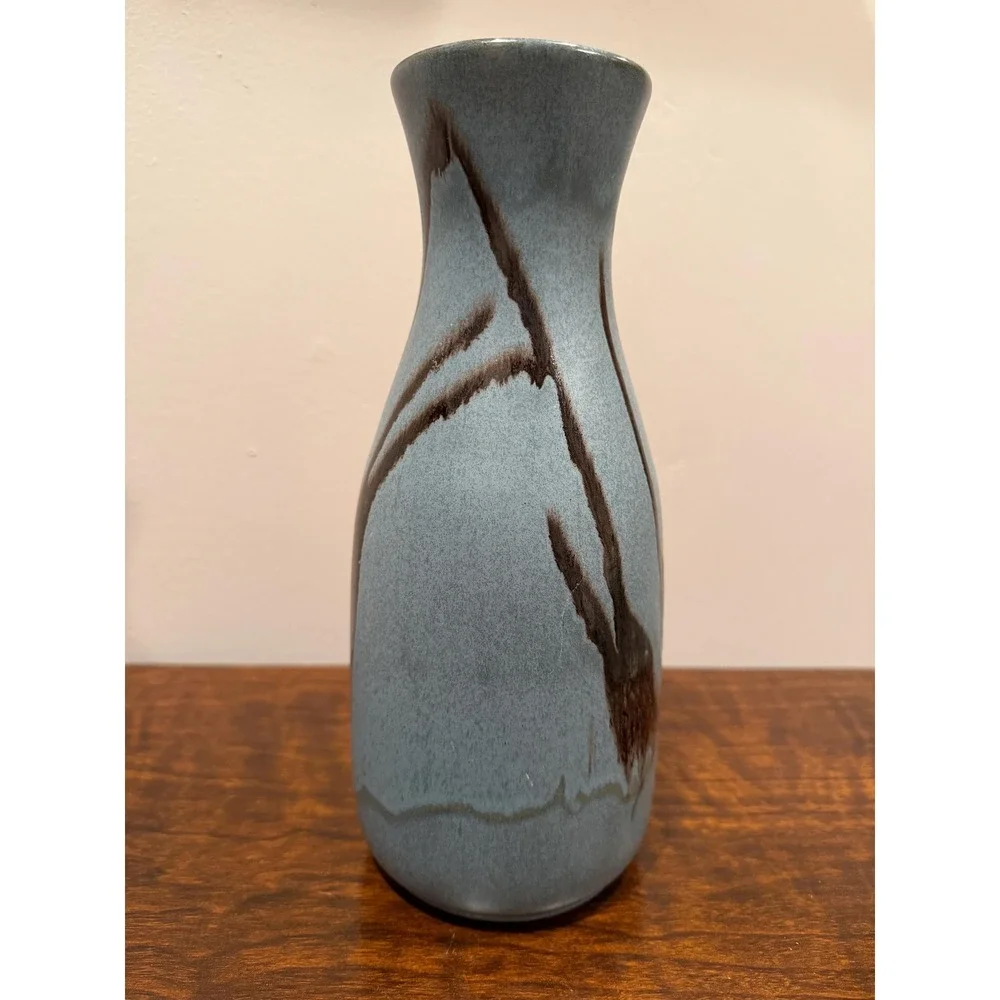Vintage Blue Mountain Pottery Vase Blue and Brown Drip Glaze